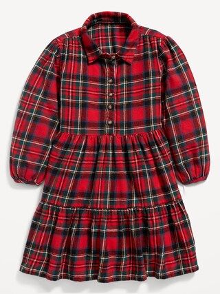 Long-Sleeve Tiered Flannel Shirt Dress for Toddler Girls | Old Navy (US)