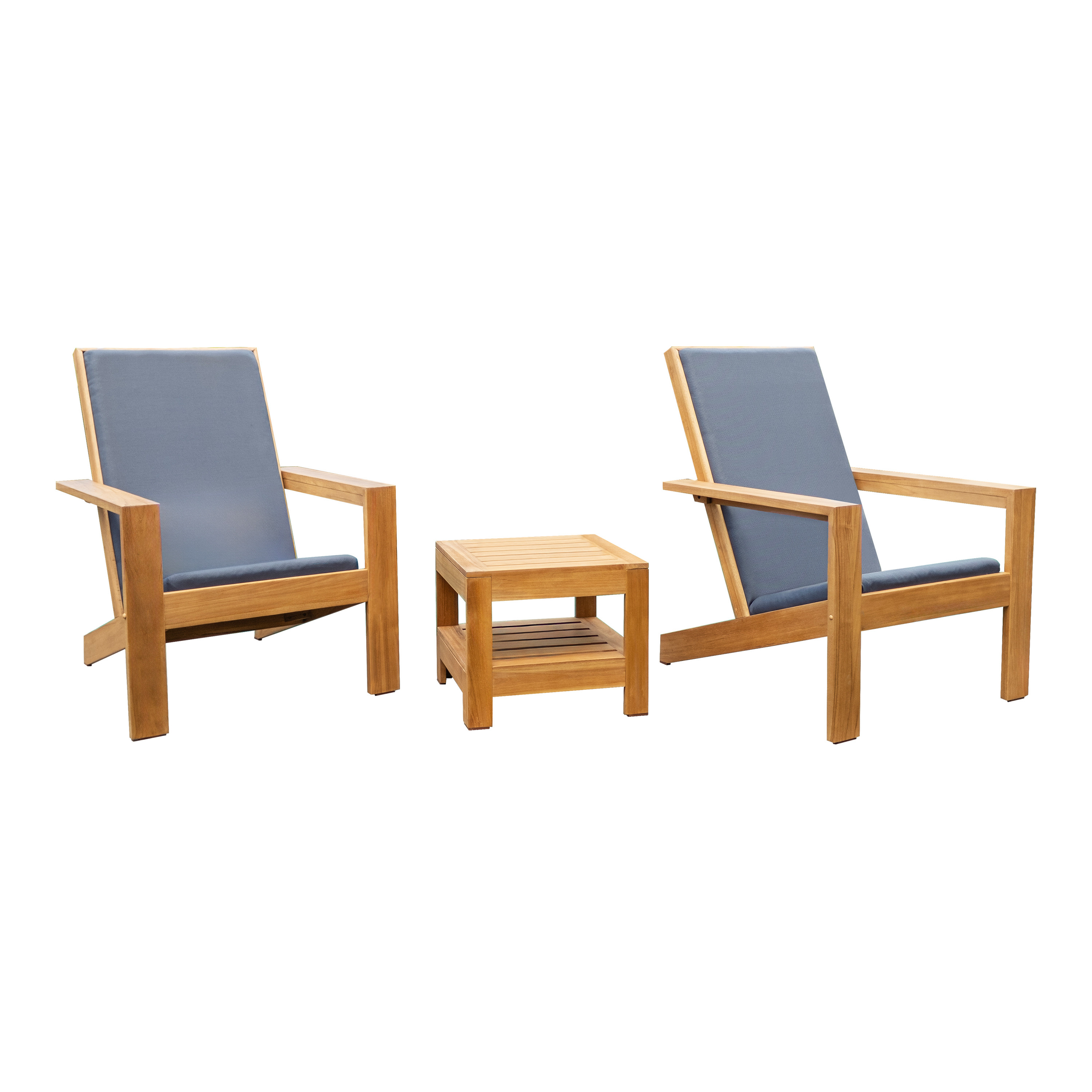 Loom Teak Upholstered 3 Piece Outdoor Adirondack Chair Set | World Market