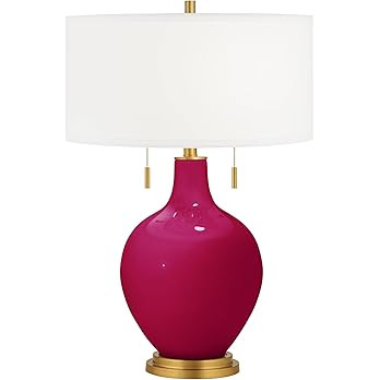 Toby 28" Tall Modern Glass Table Lamp Pull Chain French Burgundy Gold Brass Accents Finish Single... | Amazon (US)