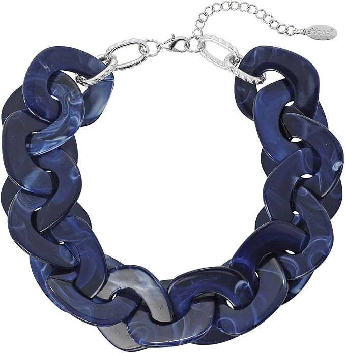 Bocar Statement Chunky Acrylic Cuban Choker Necklace Fashion Bib Collar Chain Necklace for Women(... | Amazon (US)