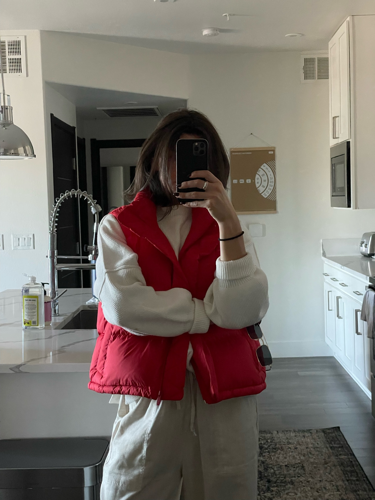 Oversized sweater - size down she’s huge ! 
Perfect puffer vest 

#LTKstyletip #LTKworkwear #LTKFind