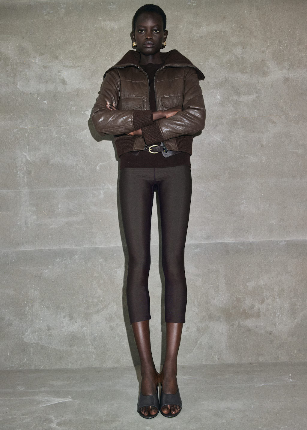 Leather-effect roll-neck jacket brown - Woman - M - MANGO | Mango (US/MX/AU)