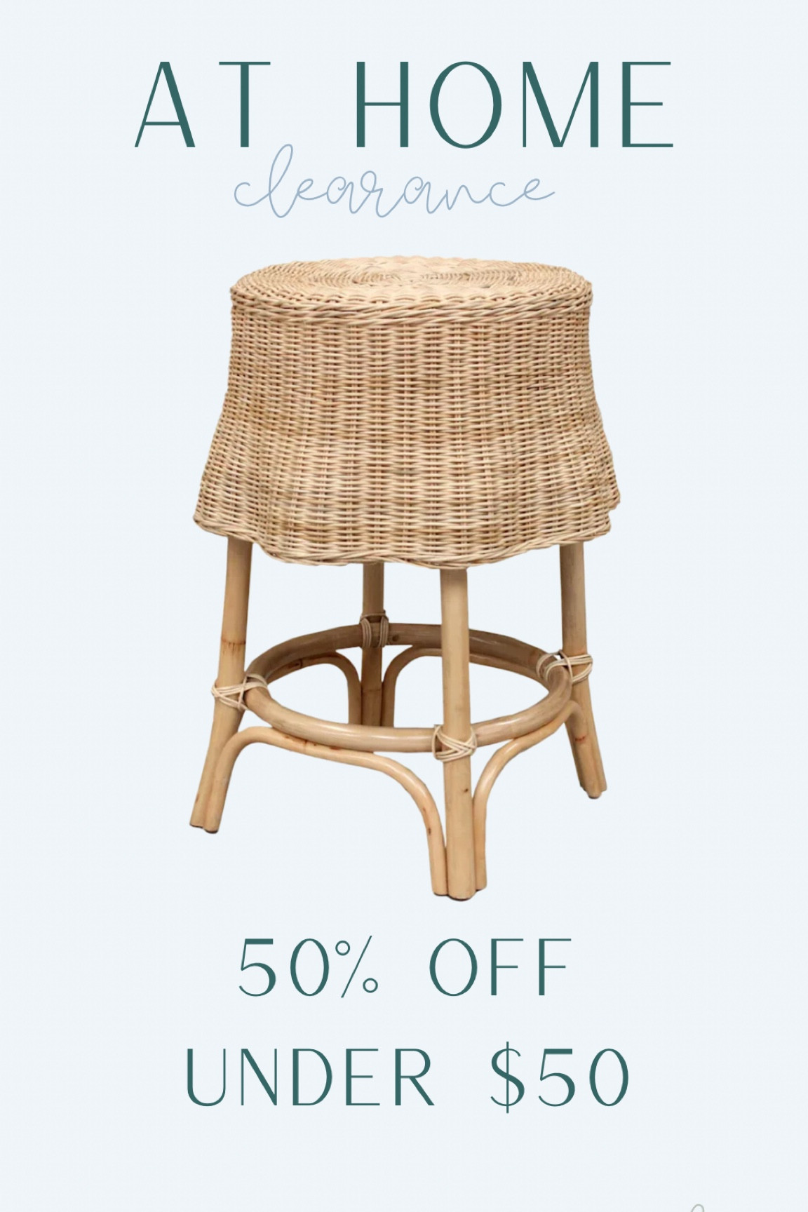 At Home clearance find! 50% off this beautiful scallop rattan accent table. Such a great look for less! 

Scallop rattan, accent table, side table, Serena and Lily, coastal, coastal decor, coastal table, rattan table, end table 

#LTKfindsunder50 #LTKSpringSale #LTKSeasonal