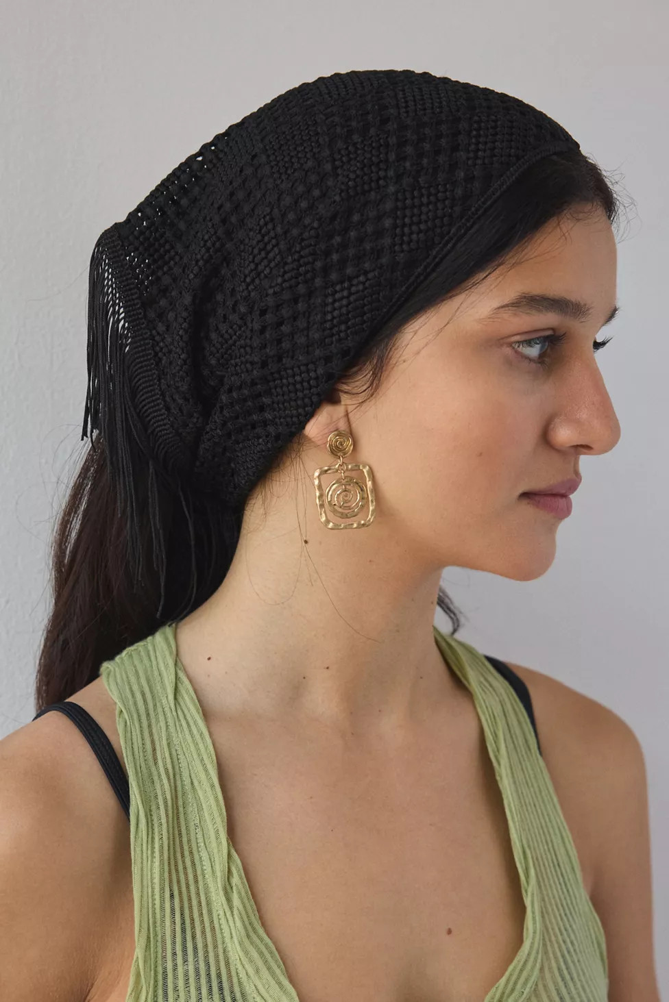 Oversized Fringed Crochet Headscarf | Urban Outfitters (US and RoW)