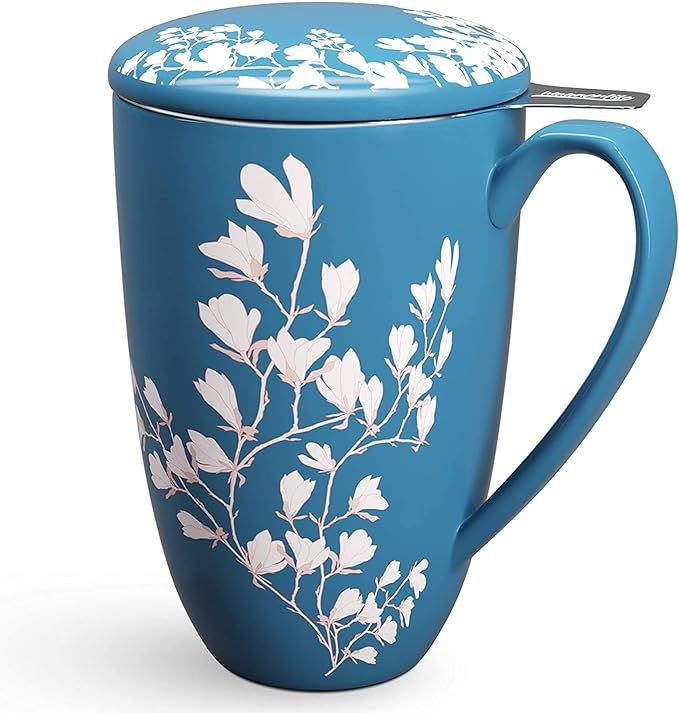 Tea Cup with Infuser and Lid - Tea Mug with Lid for Steeping Loose Leaf Tea Bag Coffee Milk Women... | Amazon (US)