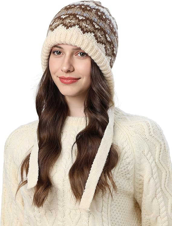 Winter Hat for Women, Beanie for Women with Ties to Adjust, Womens Winter Hat Cold Weather | Amazon (US)