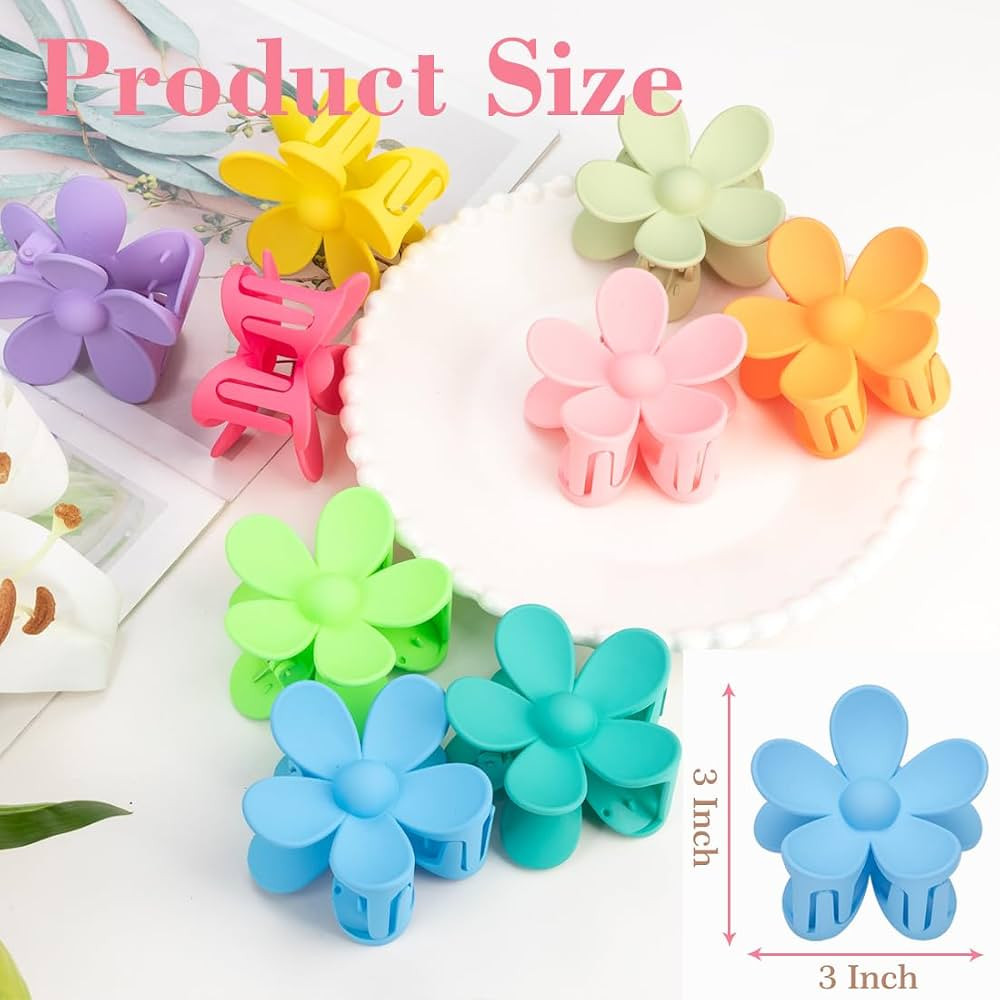 Flower Hair Clips for Women - 9 PCS Matte Claw Clips With Strong Hold for Thick and Thin Hair - N... | Amazon (US)