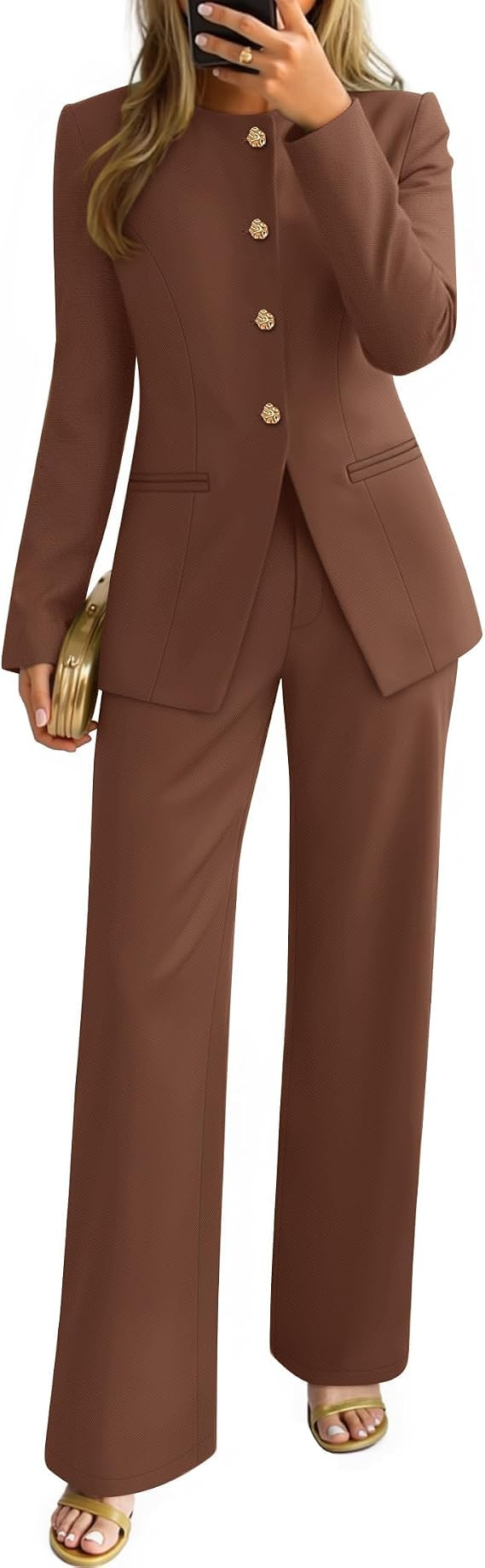 ZESICA Women's Two Piece Suits Sets Casual Business Pants Outfits | Amazon (US)