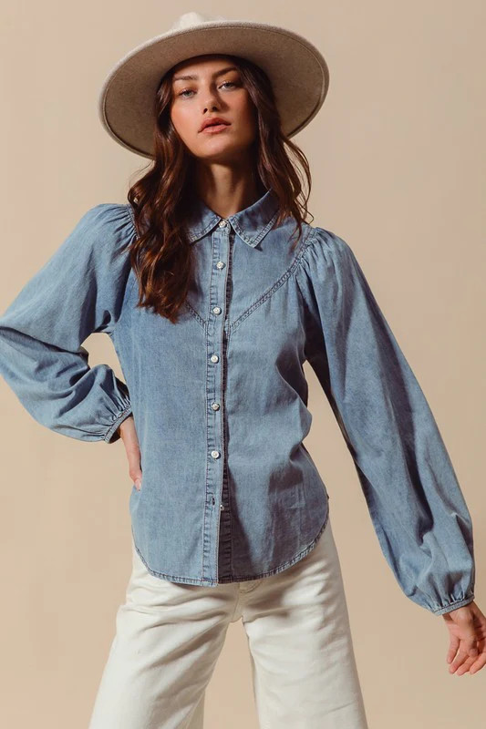 Eli Denim Top- preorder est ship 10/25 | The Collection TX 