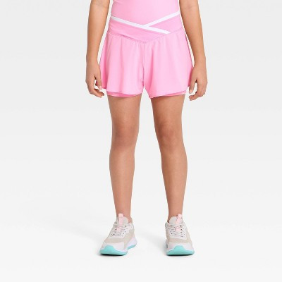 Girls' Crossover Waistband Shorts - All In Motion™ Pink XXL | Target