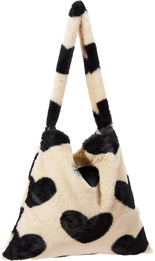 Fluffy Furry Tote Bag Large Fuzzy Bag Cute Plush Bag Zipper Women Girl Faux Fur Shoulder Handbag ... | Amazon (US)