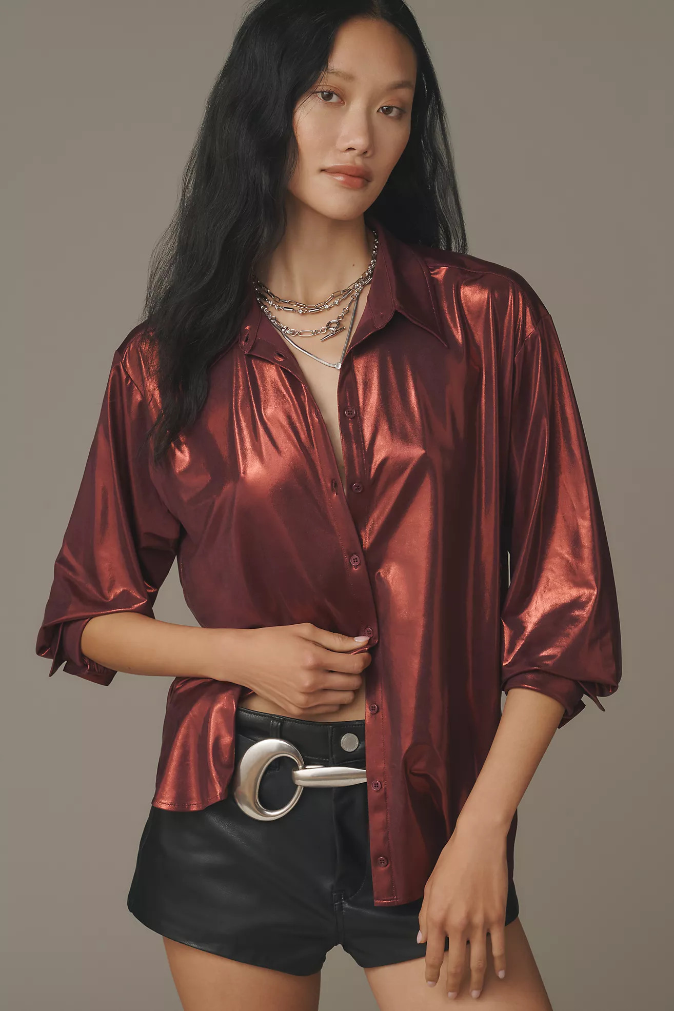By Anthropologie Shine Buttondown Shirt | Anthropologie (US)