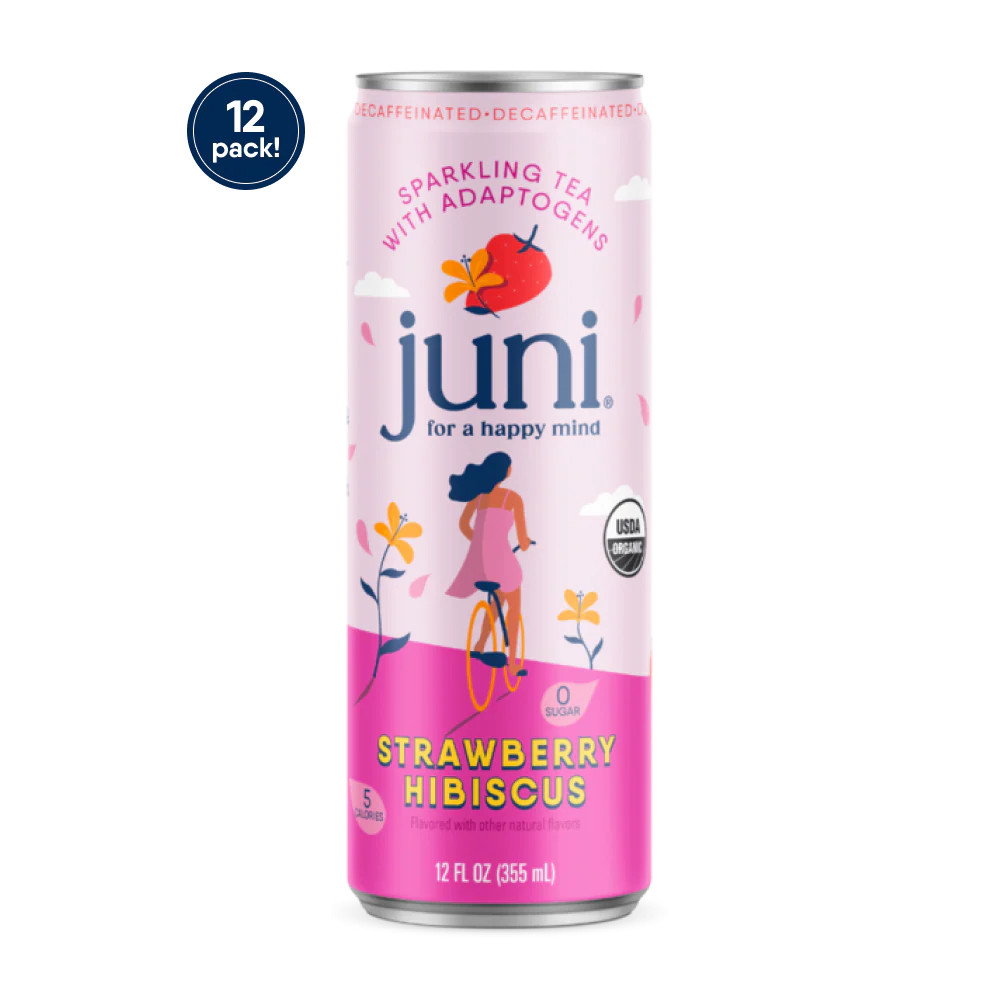 Juni Sparkling Adaptogen Drinks | Strawberry Hibiscus | 12-Pack | Drink Juni
