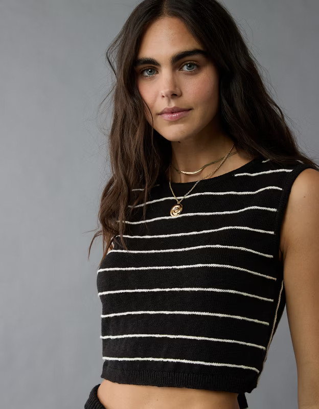 AE Tie Back Striped Sweater Tank Top | American Eagle Outfitters (US & CA)