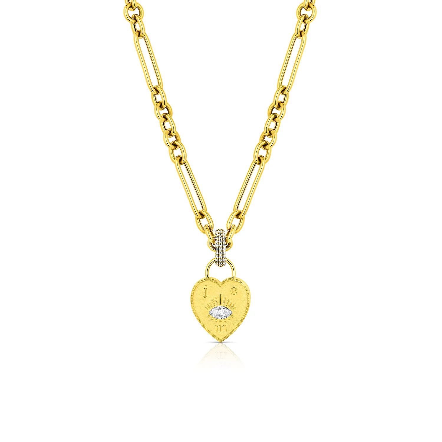 The Protector Evil Eye Engravable Heart Charm | Scout Fine Jewelry