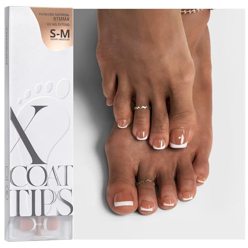 BTArtboxnails XCOATTIPS Toe Nail Tips - 160Pcs Short French Toe Nail Press Ons, French Tip Press On Toenails Brown Base, Soak Off False Toe Nail Extensions | Amazon (US)
