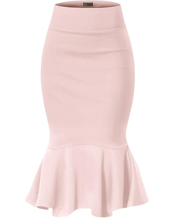 Hybrid & Company Womens Premium Nylon Ponte Stretch Office Fishtail Pencil Skirt High Waist Made ... | Amazon (US)