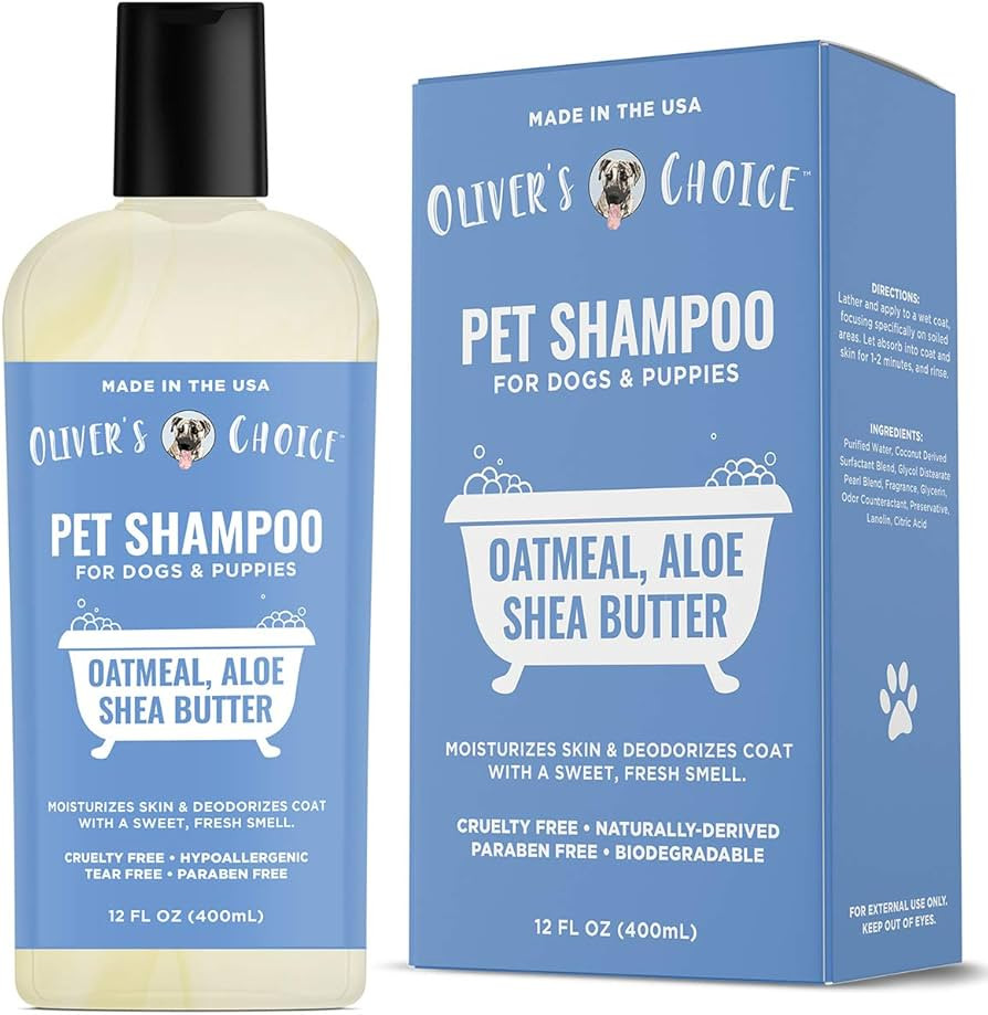 OLIVER'S CHOICE Dog Shampoo with Oatmeal, Aloe & Shea Butter \u2013 Deodorizing Puppy Shampoo for... | Amazon (US)