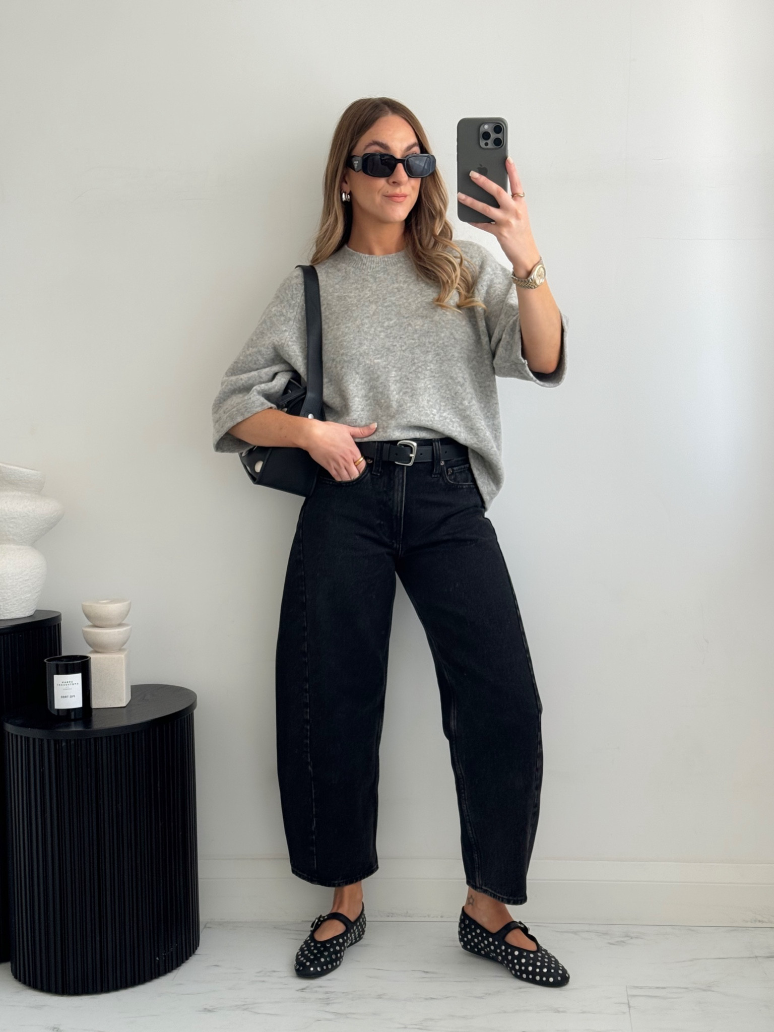 Barrel jeans with studded ballet flats & studded bag 

#LTKautumn #LTKstyletip #LTKshoes