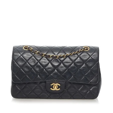 Pre-Owned Chanel Classic Double Flap Bag Lambskin Leather Black | Walmart (US)