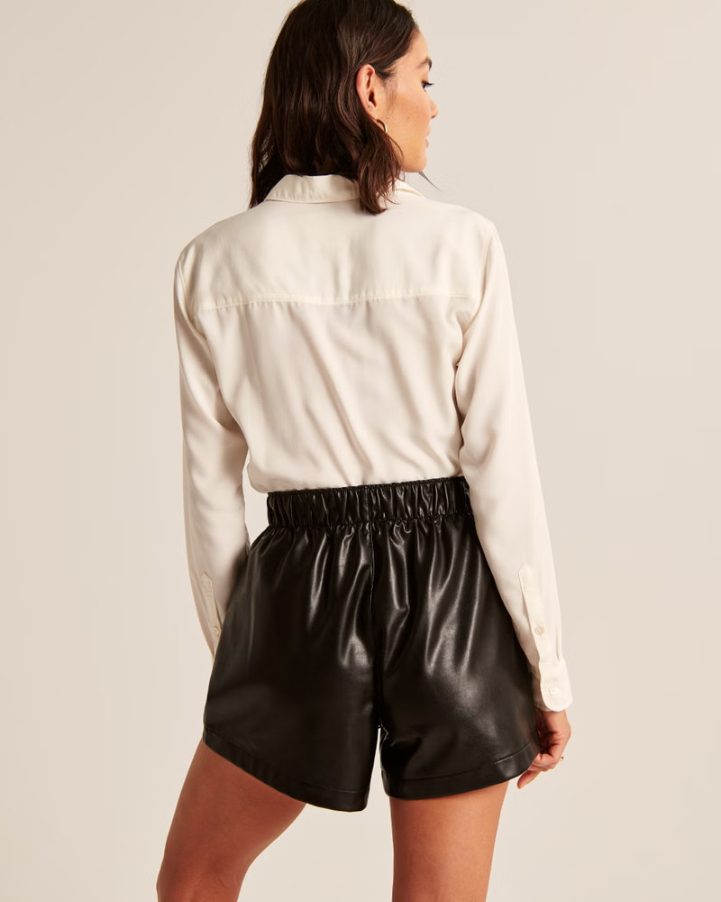 Women's Vegan Leather Pull-On Shorts | Women's Bottoms | Abercrombie.com | Abercrombie & Fitch (US)
