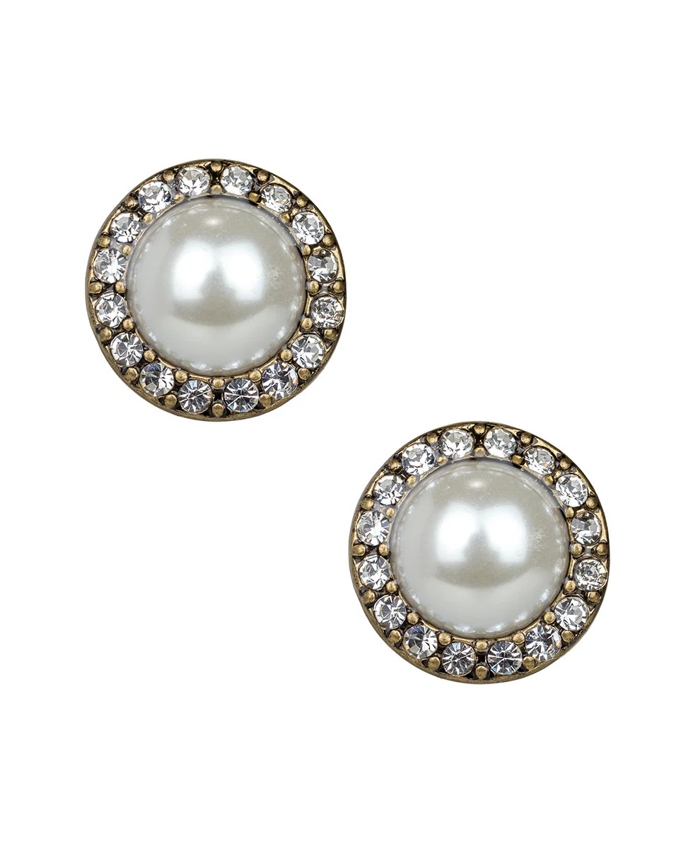 Pavé Pearl Stud Earrings - Bee Happy | Patricia Nash Designs