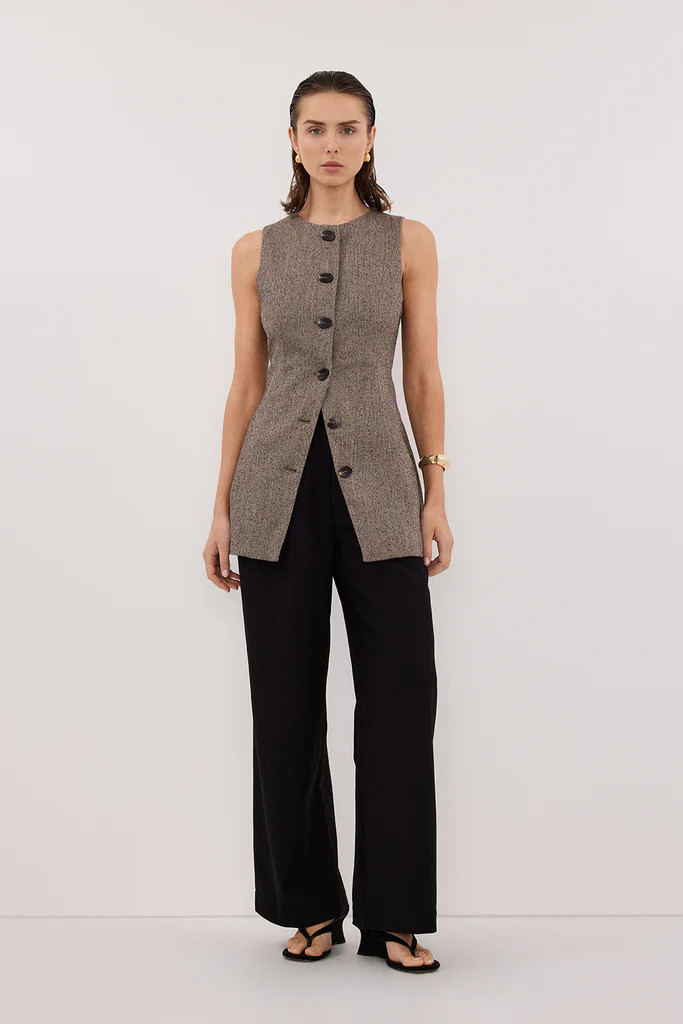 FRANKIE CHOC TWEED TUNIC VEST | DISSH