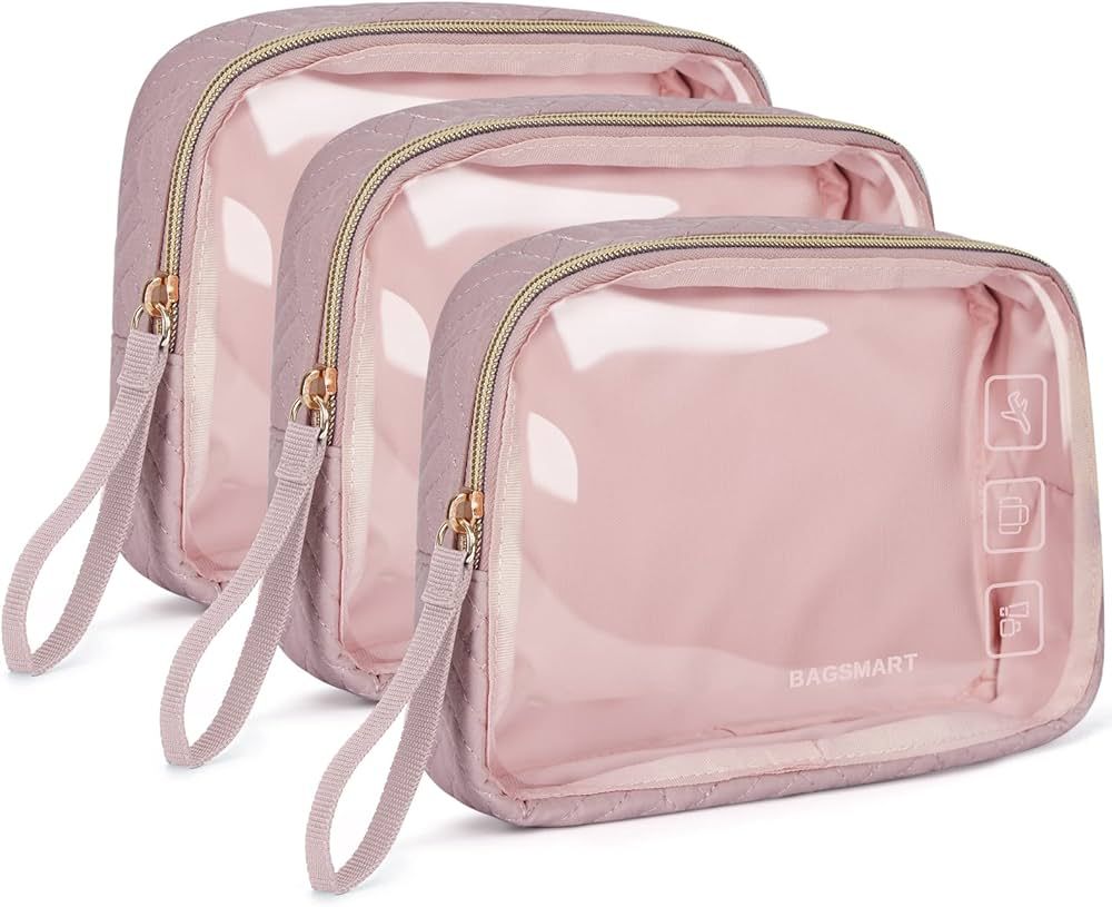 BAGSMART TSA Approved Toiletry Bag, 3 Pack Clear Makeup Cosmetic Bag Organizer, Quart Size Travel... | Amazon (US)