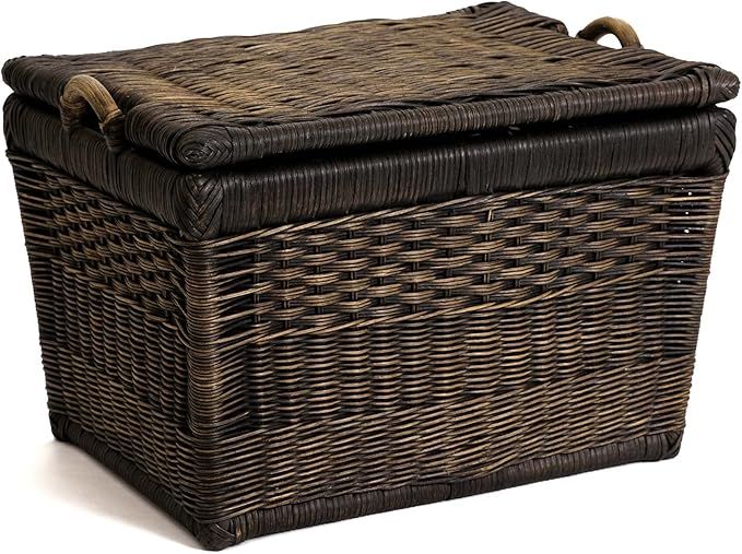 The Basket Lady Lift-Off Lid Wicker Storage Basket, Medium, 20 in L x 15 in W x 14 in H, Antique ... | Amazon (US)