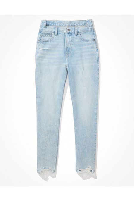 AE Highest Waist Mom Jean Women's Cool Hand Blue 18 Regular | American Eagle Outfitters (US & CA)