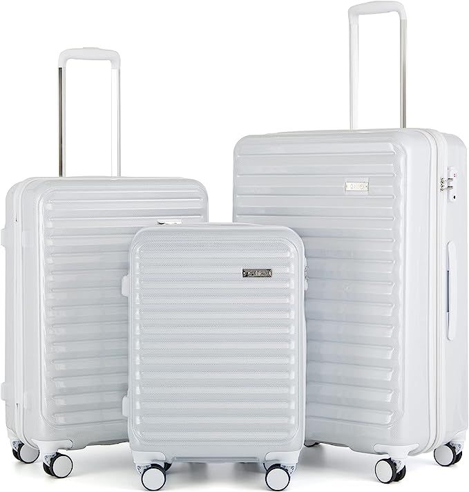 Coolife Luggage Suitcase 3 Piece Set expandable (only 28”) ABS+PC Spinner suitcase with TSA Loc... | Amazon (US)