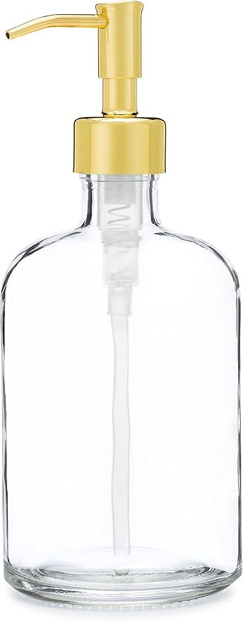 Clear Recycled Countertop Glass Soap Dispenser | Clear Glass Bottle Dispenser for Kitchen, Bathro... | Amazon (US)