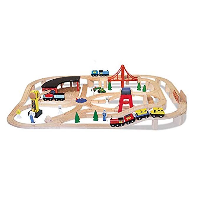 Melissa & Doug Deluxe Wooden Railway Train Set (130+ pcs) | Amazon (US)