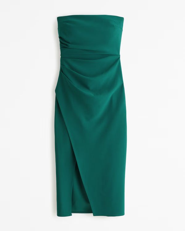 Women's Strapless Crepe Midi Dress | Women's Clearance | Abercrombie.com | Abercrombie & Fitch (US)