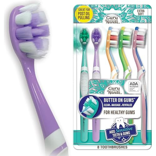 GuruNanda Butter On Gums Toothbrush, ADA Accepted, with 8000+ Ultra Soft Softex Bristles for Sensitive & Receding Gums, Perfect for Whiter Teeth, 8 Ct | Amazon (US)