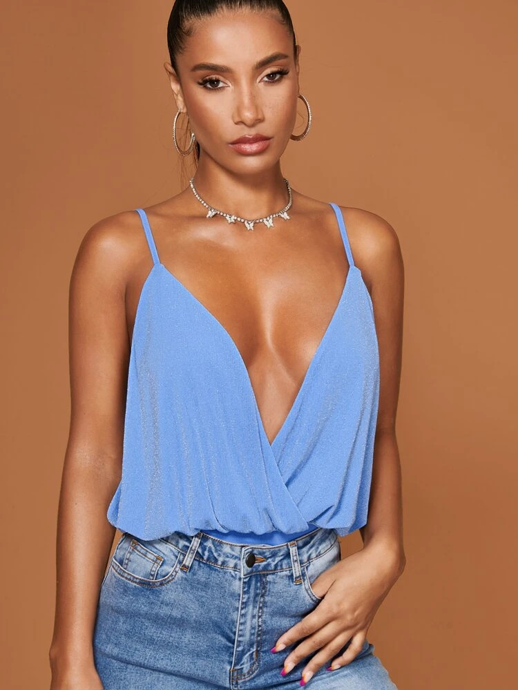New
     
      SHEIN BAE Overlap Collar Backless Cami Bodysuit | SHEIN