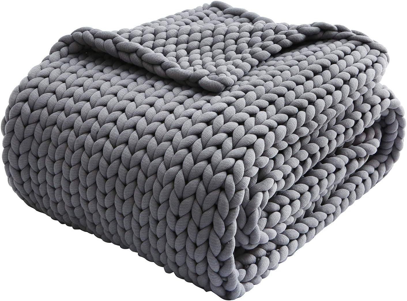 Zonli Cooling Weighted Blanket 10lbs Handmade Knitted Chunky Blankets No Beads 50''x60'' Evenly W... | Amazon (US)