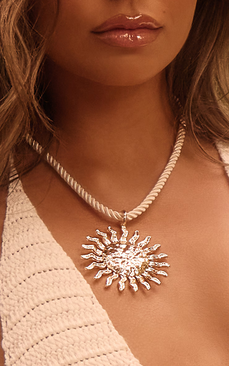 Gold Rope Twist Sun Statement Necklace | PrettyLittleThing US