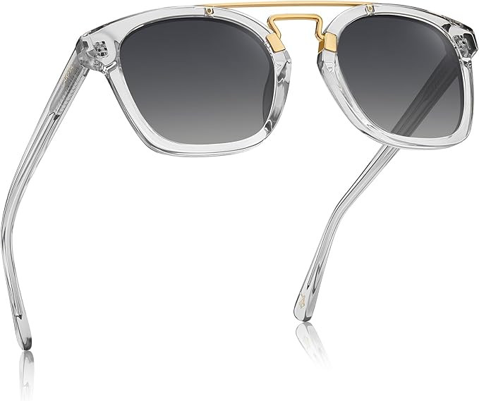 CARFIA Retro Polarized Sunglasses Womens UV400 Protection, Unique Double Metal Bridge, Premium Sq... | Amazon (US)