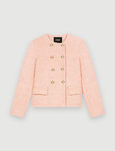 Pink and ecru marl tweed jacket | Maje US