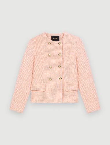Pink and ecru marl tweed jacket | Maje US