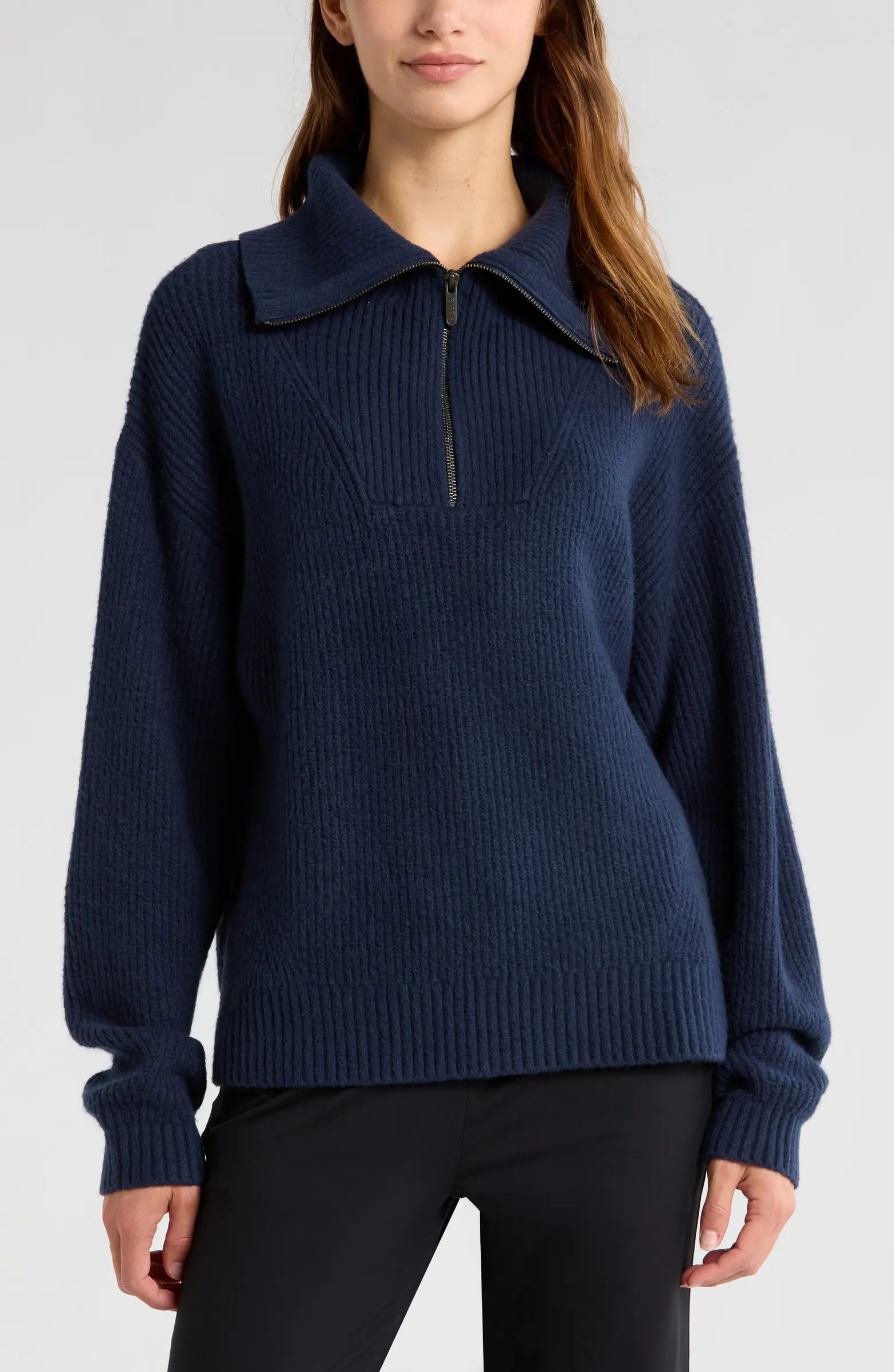 Zella Cozy Quarter Zip Rib Pullover Sweater | Nordstrom | Nordstrom