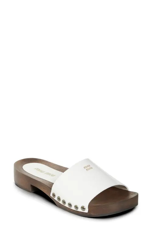 Miu Miu Clog Slide Sandal in Bianco at Nordstrom, Size 8Us | Nordstrom