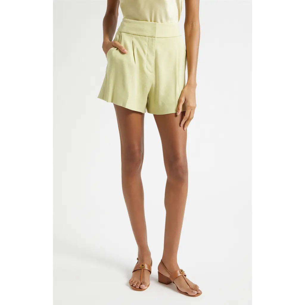 Veronica Beard Haina Linen Blend Shorts in Pistachio at Nordstrom, Size 16 | Nordstrom