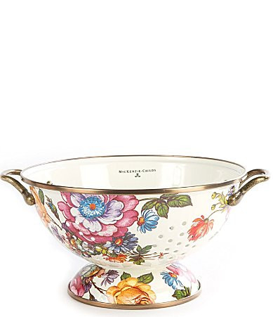 MacKenzie-Childs White Flower Market Large Enamel Colander - All | Dillard's
