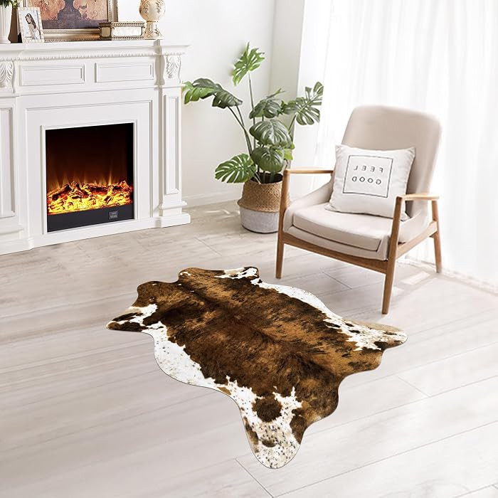 Small Faux Cowhide Rug Cow Carpet Western Home Decor Cow Print Area Rug for Bedroom, Living Room,... | Amazon (US)