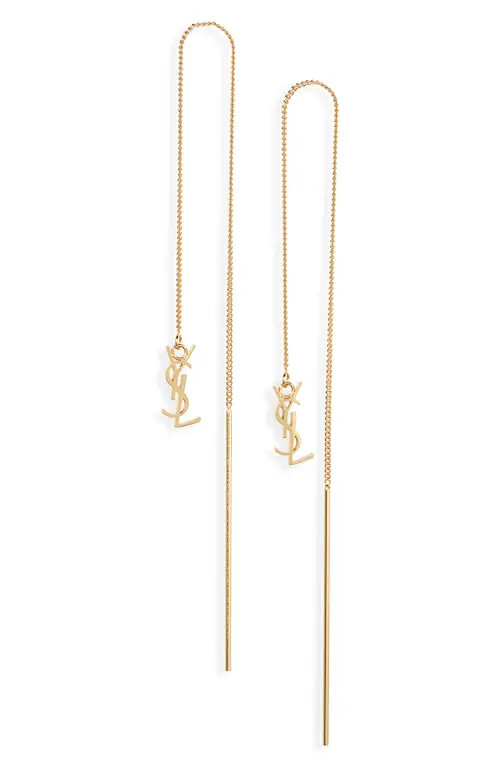 Saint Laurent YSL Chain Threader Earrings in Gold at Nordstrom | Nordstrom