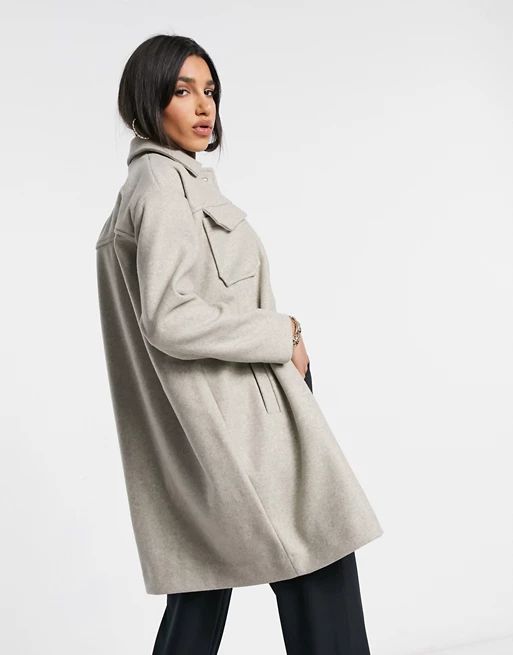 Vero Moda longline shacket in gray | ASOS (Global)