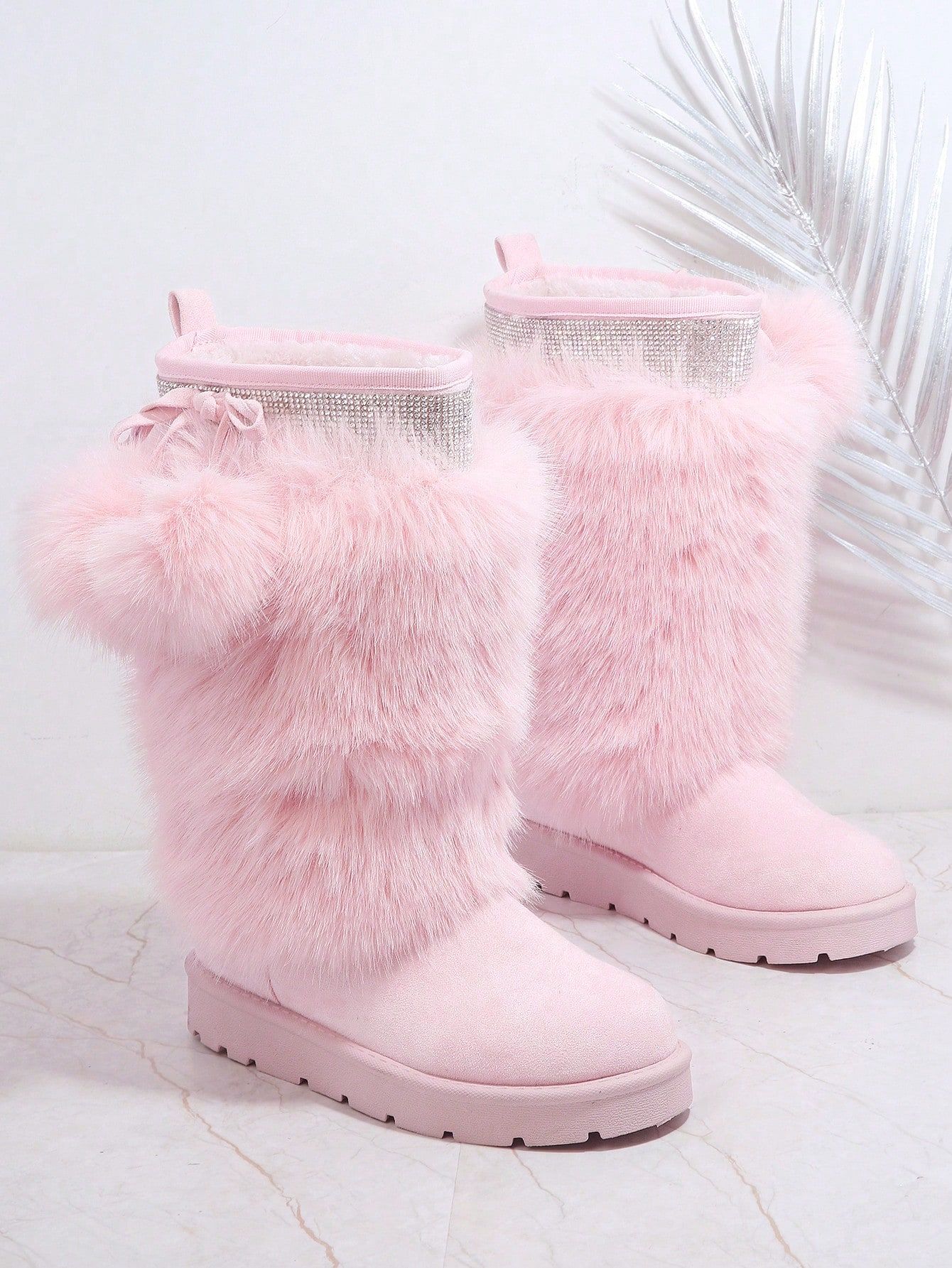Fuzzy Slip On Boots | SHEIN