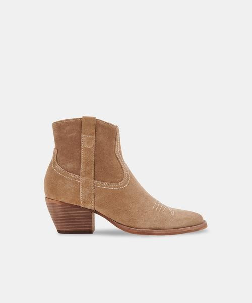 SILMA BOOTIES IN TRUFFLE SUEDE | DolceVita.com